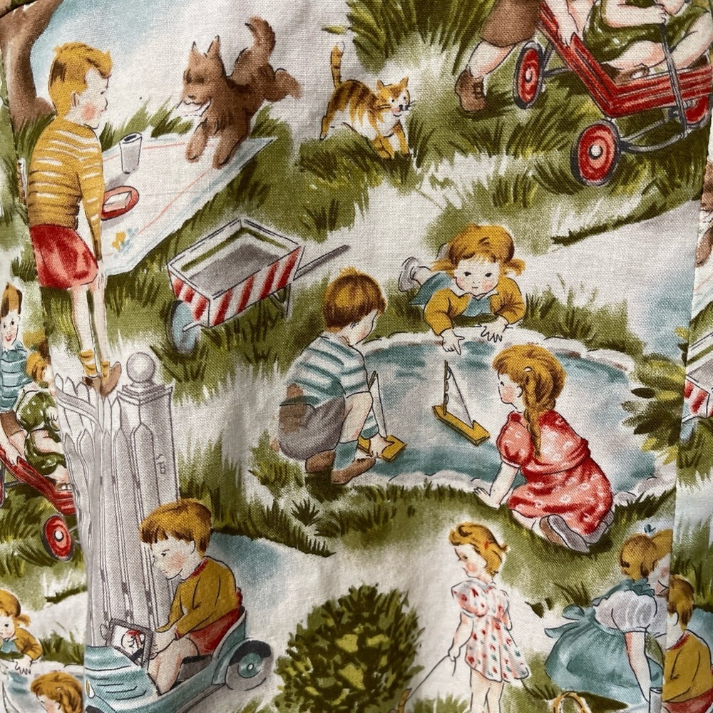 Love Life Felice Pappas Novelty Print Dress Storybook Picnic Cottagecore Large - Picture 3 of 6